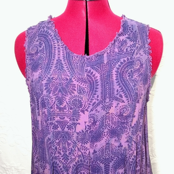 Ecote Small Purple Paisley Boho Soft Mini Dress - Picture 6 of 15